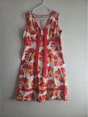 Cato Summer Linen Blend Dress Womens 14 Lined Floral Sleeveless Fit & Flare Sun